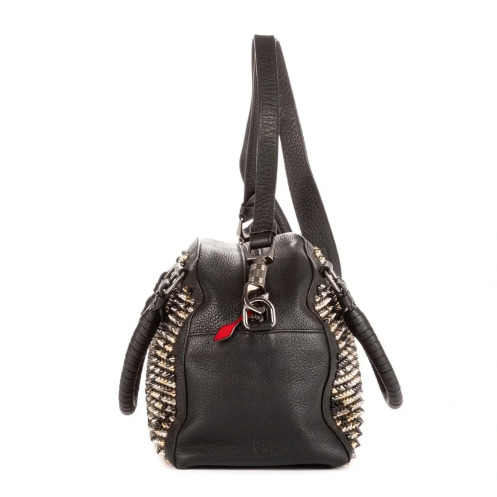 Christian Louboutin Panettone Boston Multicolor Spiked Black Leather Bag